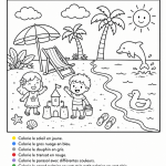 Une image montrant plusieurs pages de coloriage avec des consignes représentées graphiquement.