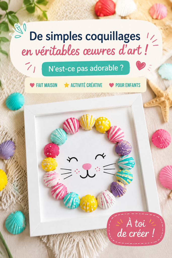 Des créations décoratives en coquillages sur un joli fond