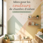 Un enfant heureux dans une chambre colorée avec des teintes douces et vives.