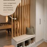 Cloison de rangement élégante dans une entrée moderne