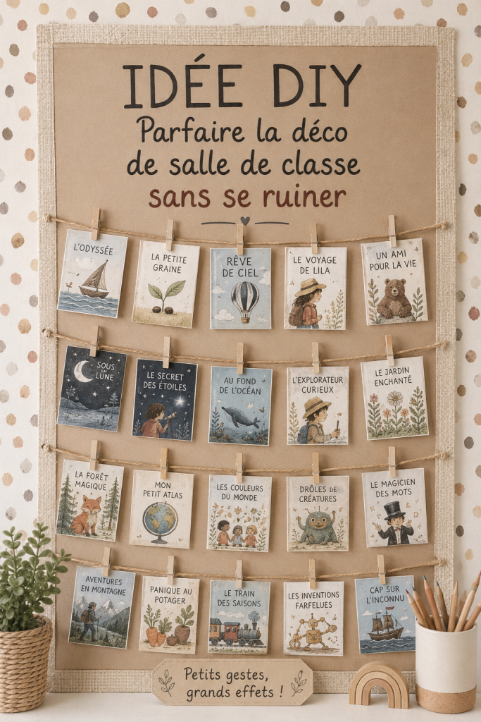Salle de classe décorée avec des objets DIY colorés et attractifs.