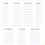 Écriture cursive montrant les jours de la semaine