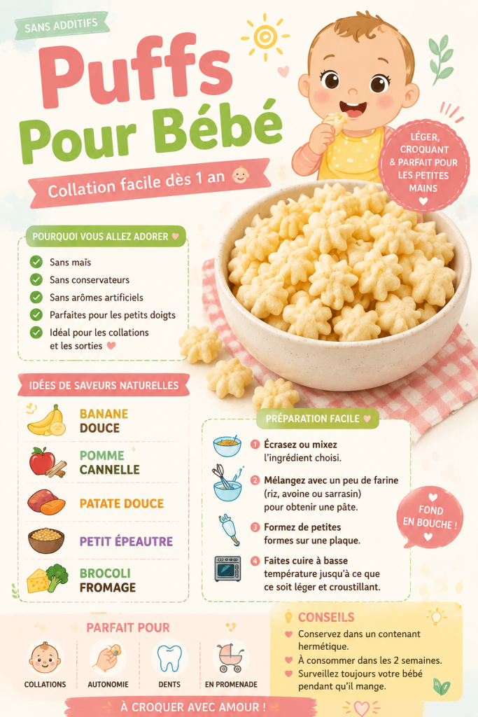 Puffs sains faits maison pour bébés sur une assiette.