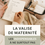 Vue d'une valise de maternité bien préparée
