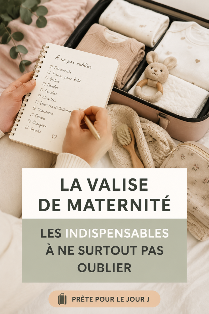 Vue d'une valise de maternité bien préparée