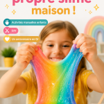 Une mère et son enfant s'amusent à fabriquer du slime maison ensemble.