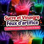 Des feux d'artifice colorés créés avec du sucre et du vinaigre.