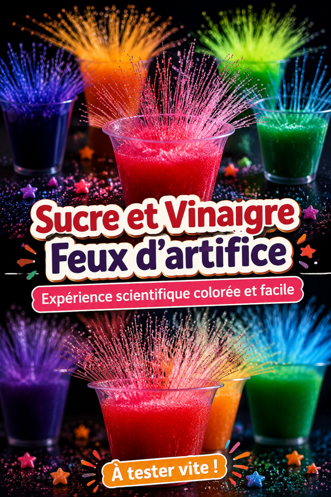 Des feux d'artifice colorés créés avec du sucre et du vinaigre.