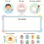 Exemple de fiche de présentation pour le CP avec une mise en page claire et colorée.