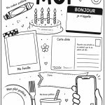 Un modèle de fiche de rentrée scolaire avec des sections pour se présenter.