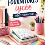 Fournitures scolaires bien organisées sur un bureau, incluant cahiers, stylos et ordinateur, pour les lycéens.