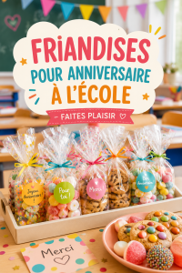 Un cadre plein de friandises colorées pour un anniversaire d'école
