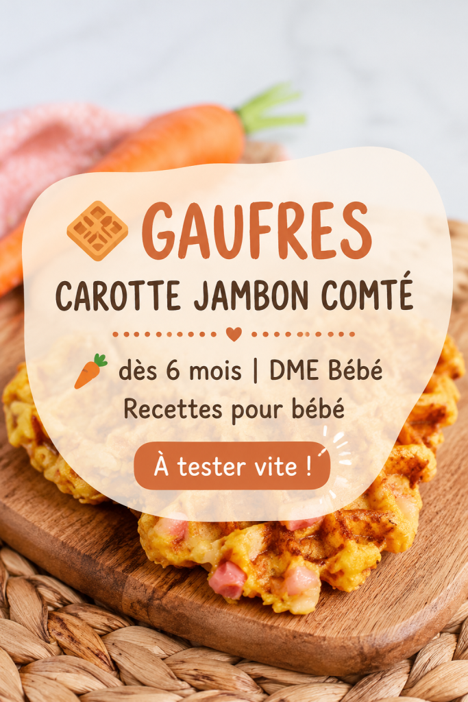 Gaufres carotte jambon comté pour bébé, prêtes à être servies avec une belle présentation.