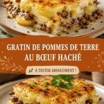 Gratin de pommes de terre au bœuf haché doré et appétissant