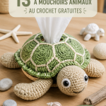 Housses de boîte à mouchoirs animalières au crochet colorées en présentation.