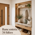 Banc d'entrée élégant avec rangement et coussins colorés