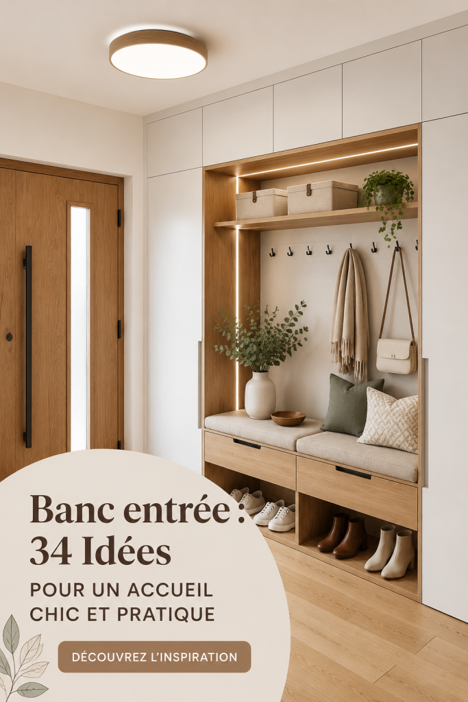 Banc d'entrée élégant avec rangement et coussins colorés