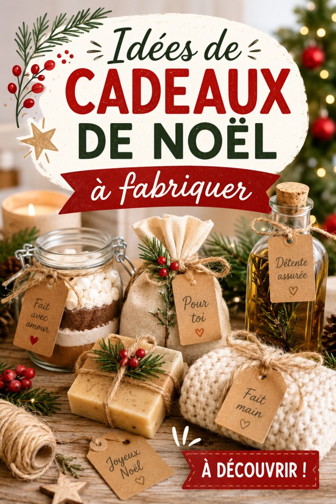 Assemblage de cadeaux de Noël faits maison avec des décorations colorées et chaleureuses.