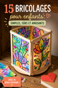 Un enfant concentré en train de réaliser un projet DIY coloré avec des matériaux sûrs.