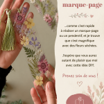 Marque-page élégant en papier avec des fleurs séchées colorées