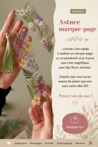Marque-page élégant en papier avec des fleurs séchées colorées