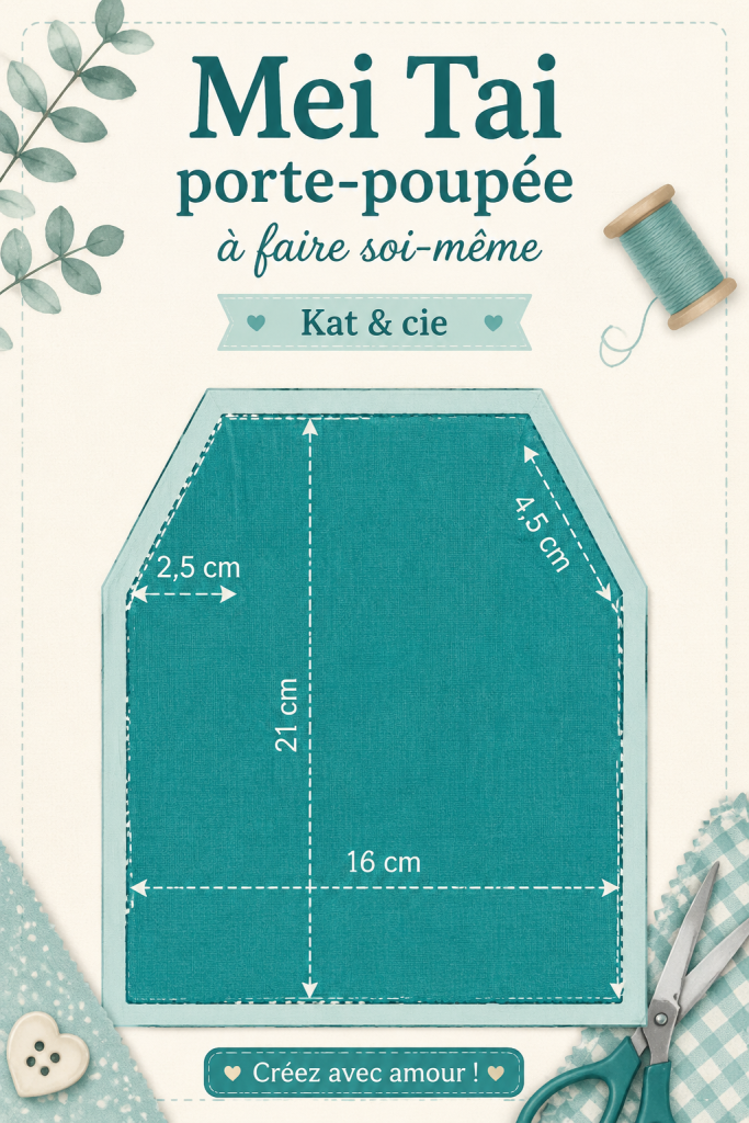 Un Mei Tai porte-poupée fabriqué à la main, décoré de motifs colorés et de tissu doux.