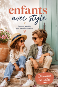 Un enfant habillé avec style, portant une tenue colorée et tendance.