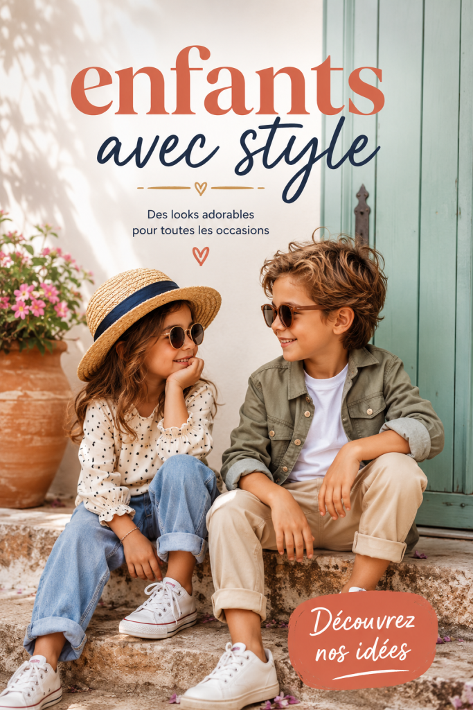 Un enfant habillé avec style, portant une tenue colorée et tendance.