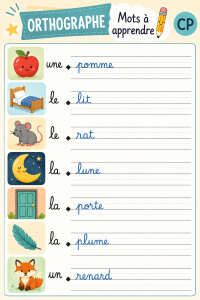 Un enfant en train d'apprendre les mots clés pour le CP avec un livre éducatif.