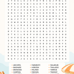 Une grille de mots mêlés sur fond estival