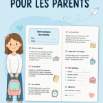 Un parent souriant écrivant un message réconfortant pour la rentrée scolaire de son enfant.