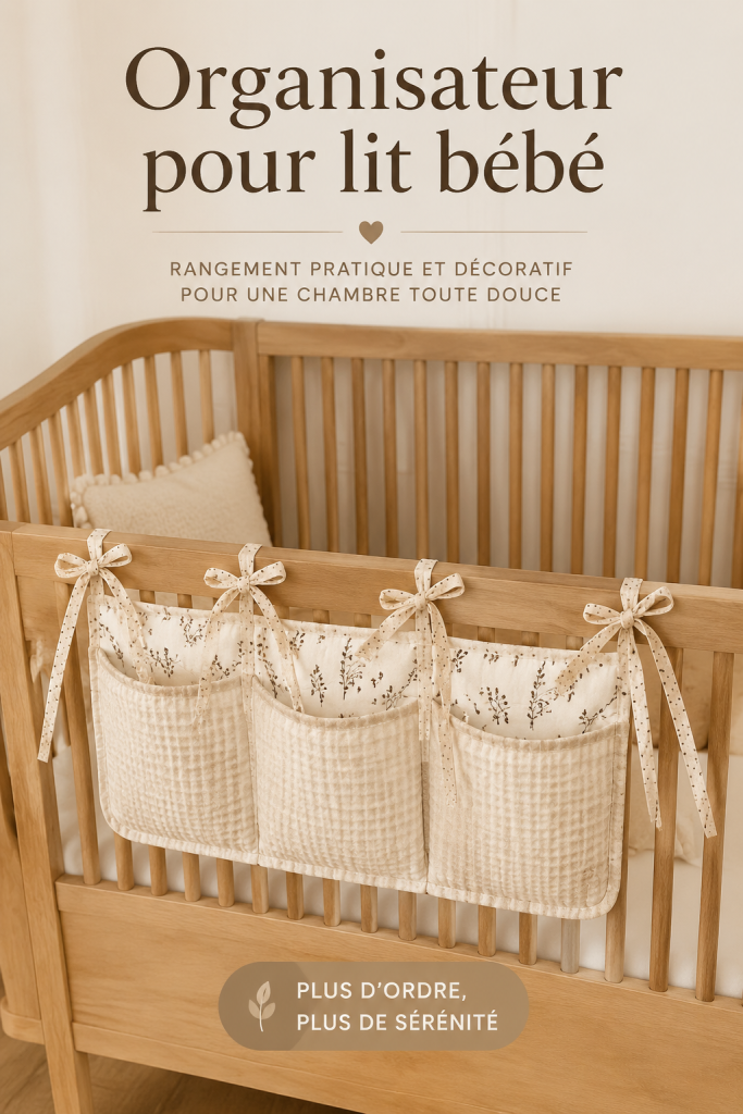 Organisateur esthétique pour lit d'enfant, parfait pour maintenir l'espace de rangement en ordre.