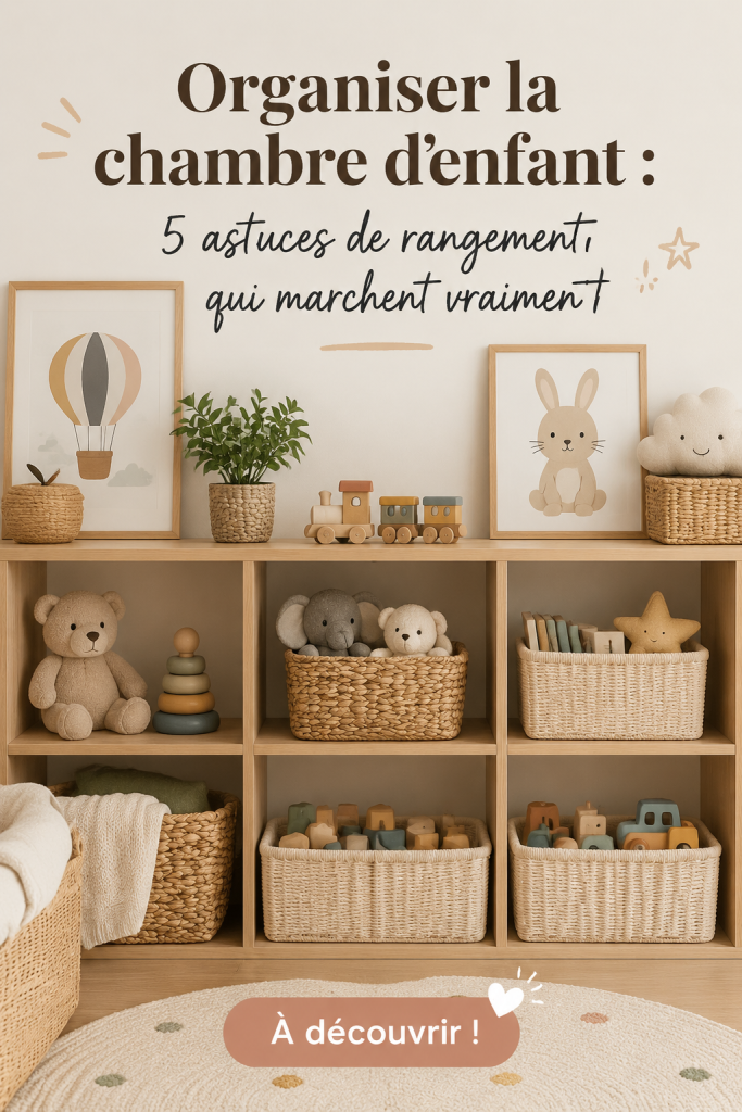 Chambre d'enfant bien organisée avec des rangements pratiques et colorés