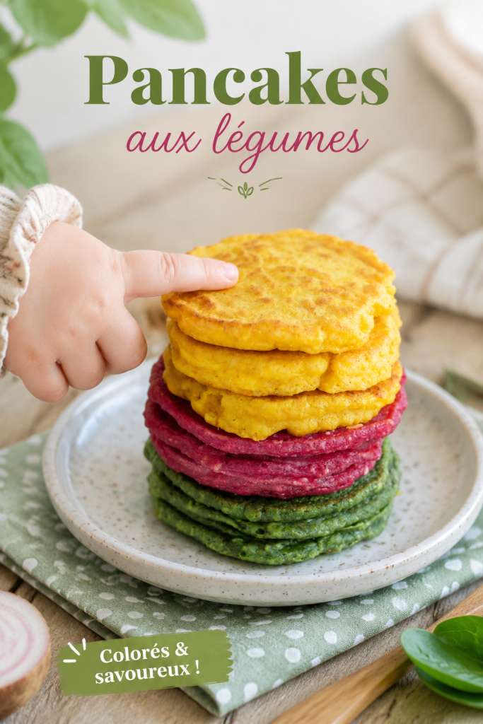 Pancakes aux légumes colorés prêts à être dégustés sur une assiette
