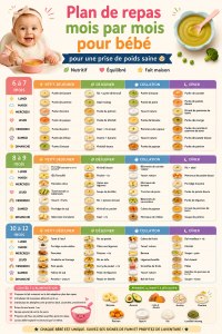 Plan de repas équilibré pour bébé mois par mois