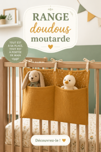 Range doudous moutarde dans une chambre d'enfant élégante.