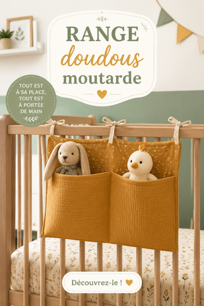 Range doudous moutarde dans une chambre d'enfant élégante.