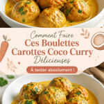 Boulettes de carottes et coco parfumées au curry sur une assiette colorée