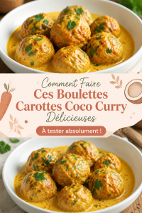 Boulettes de carottes et coco parfumées au curry sur une assiette colorée