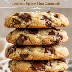 Des cookies américains moelleux et épais sur une plaque de cuisson, parés pour être dégustés.