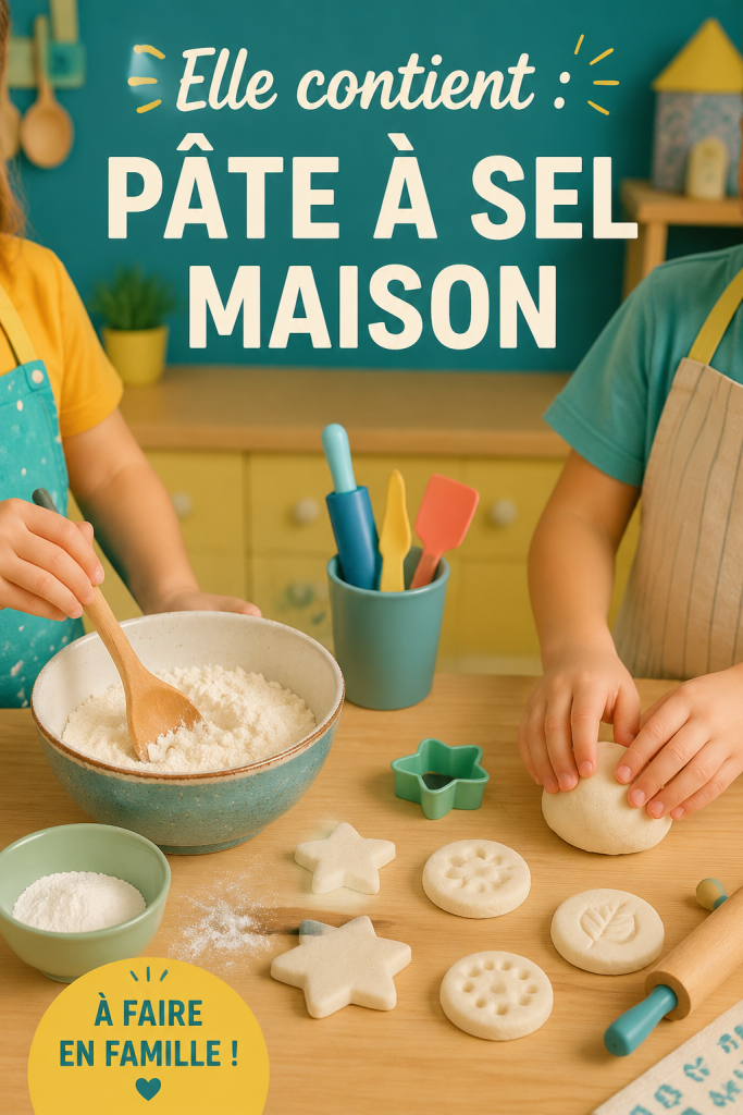 Une maman et son enfant créant des formes avec de la pâte à sel maison.