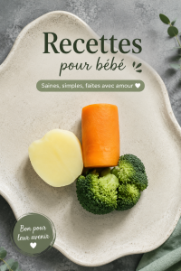 Assiette de purée pour bébés faite maison avec des légumes et des fruits