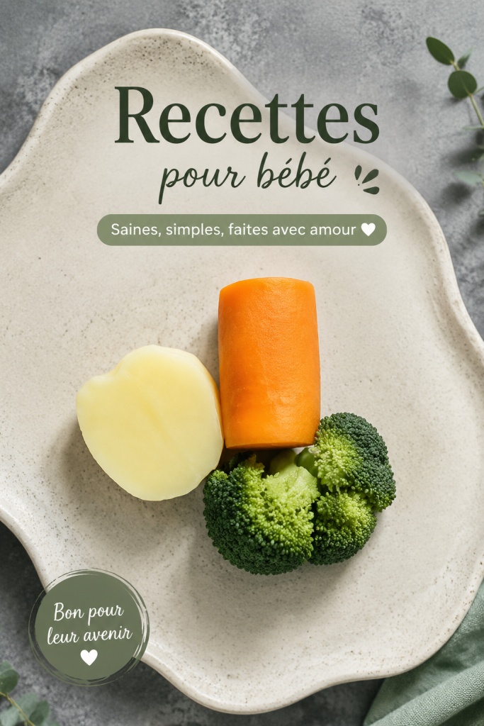 Assiette de purée pour bébés faite maison avec des légumes et des fruits