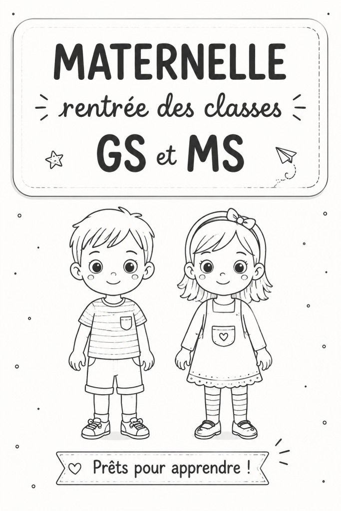 Enfants prêts pour leur rentrée en grande et moyenne section, souriant et enthousiastes.
