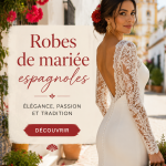 Robe de mariée espagnole élégante dans un cadre romantique.