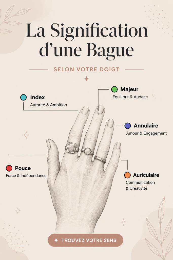 Bague portée sur différents doigts d'une main