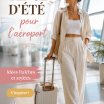 Femme élégante en tenue d'été à l'aéroport