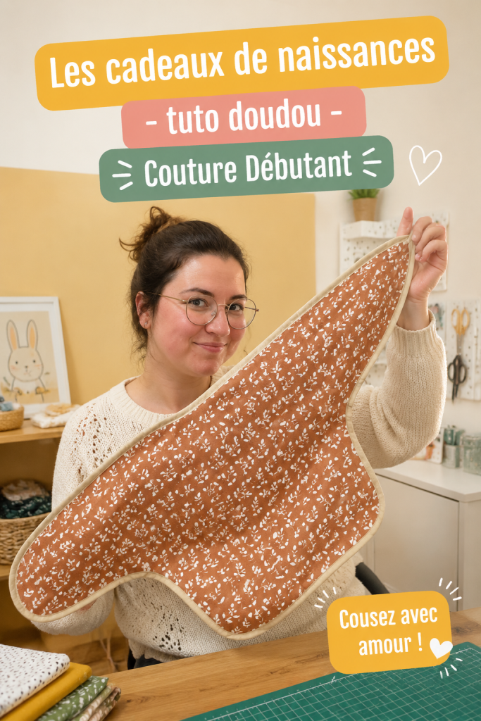 Doudou fait main en tissu coloré pour un cadeau de naissance