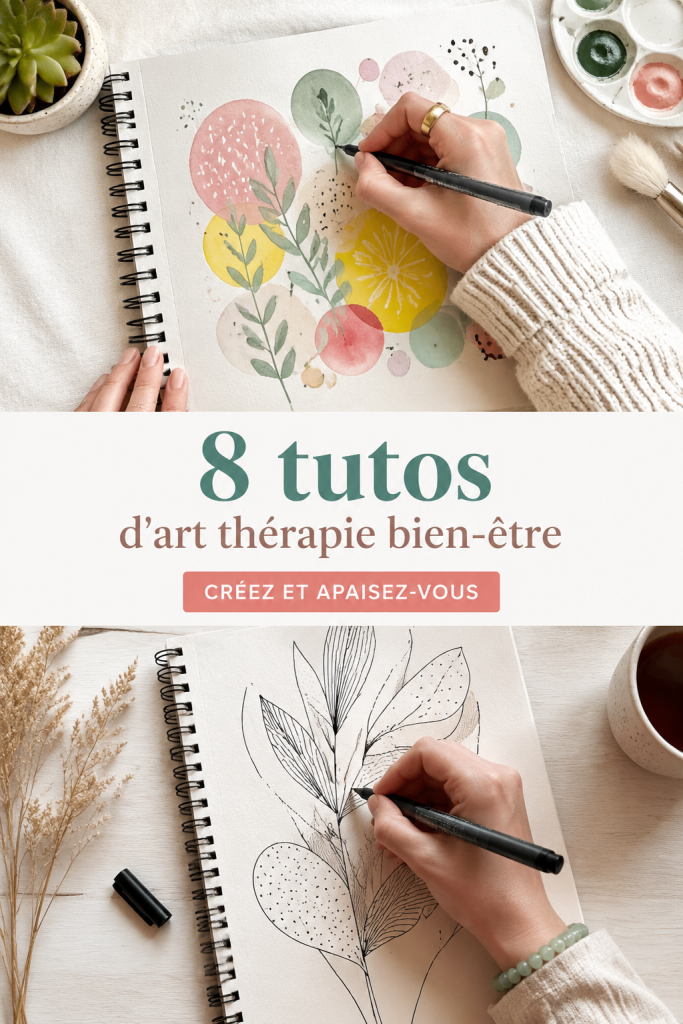 Un collage coloré représentant des moments de bien-être grâce à l'art-thérapie