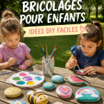 Enfants faisant des bricolages simples et amusants ensemble.